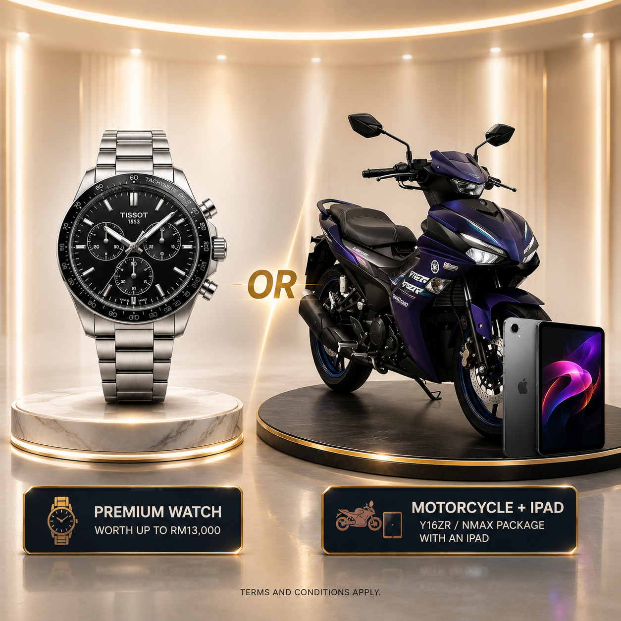 Premium watch or motorcycle package